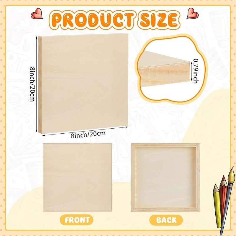 ARS 6 Pack Square Wood, Panels, Unfinished Blank Wooden Canvas Cradled Painting Panel Board, Blank Canvas, Acrylic, Oils, Pouring Art, DIY Crafts, Wood for Painting Projects - Image 3