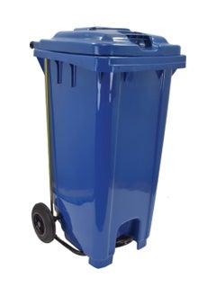 VINSTAR 120 Ltr Blue Outdoor Waste Center Pedal Bins, Garbage Can Container With Attached Lid & Two Wheeled - High Density Polyethylene (HDPE) Heavy-Duty  - Image 1