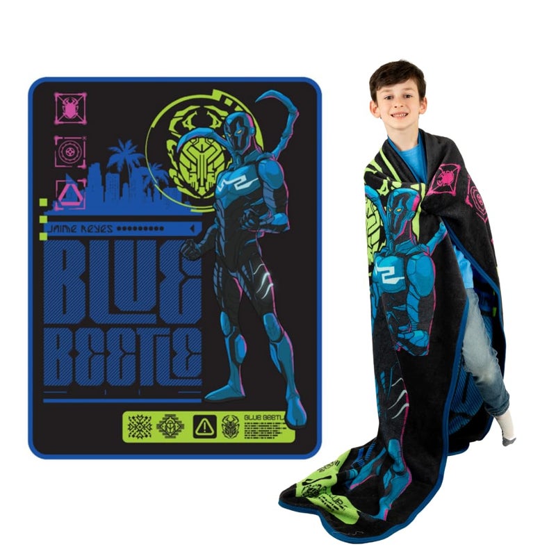 Franco Franco WB Blue Beetle Movie Kids Bedding Super Soft Micro Raschel Throw 46 in x 60 in Official Licensed Product 