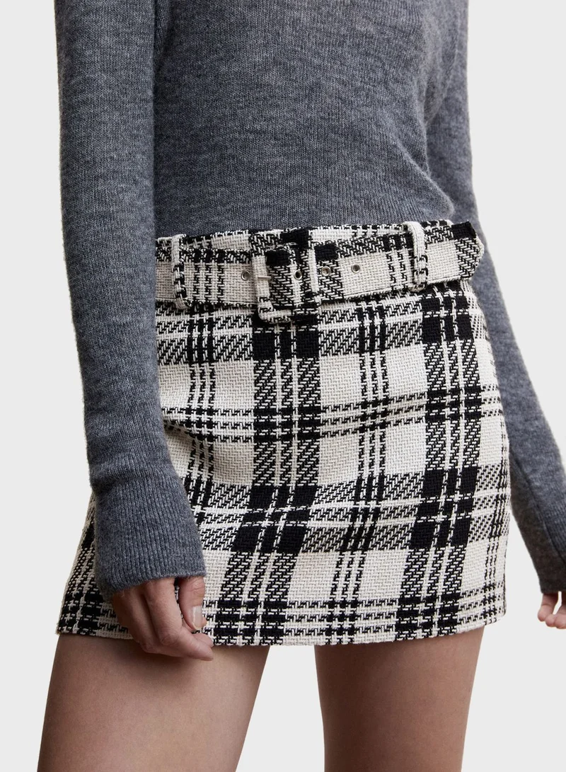 MANGO Embellished Slit Hem Skirt