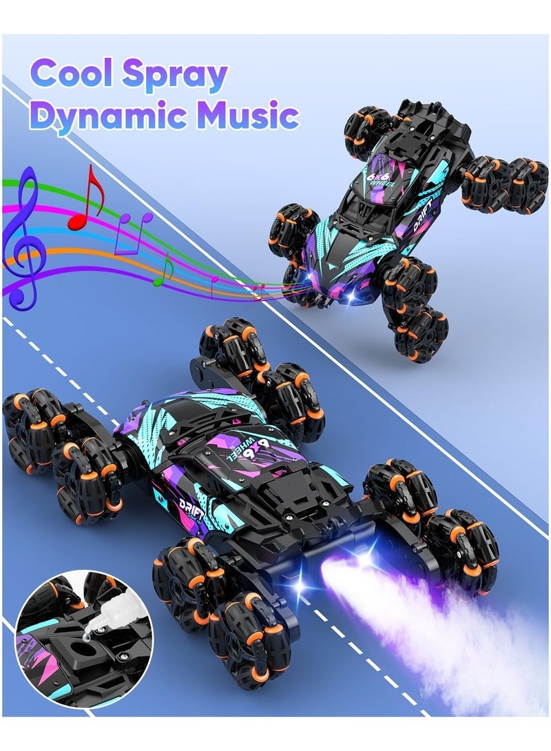 مشاريع تعز سيارة RC حيلة لاستشعار الإيماءة ، لعبة سيارة الانجراف للتحكم عن بعد 8WD للأطفال الذين تتراوح أعمارهم بين 6 و 12 عاما ، تحويل السيارة على الطرق الوعرة مع الأضواء والموسيقى, عيد ميلاد مثالي للبنين والبنات ، أزرق - Image 2