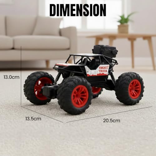 FormulaFun Smoke Storm 1:18 RC Car with Mist Spray, LED Lights, 2.4GHz Remote, Rugged Tyres & Shock Suspension, Type-C Rechargeable Battery, All-Terrain RC Car for Kids (4+ Years) – Red - Image 3