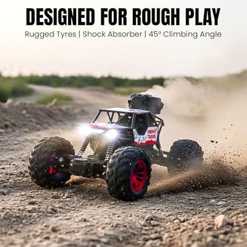 FormulaFun Smoke Storm 1:18 RC Car with Mist Spray, LED Lights, 2.4GHz Remote, Rugged Tyres & Shock Suspension, Type-C Rechargeable Battery, All-Terrain RC Car for Kids (4+ Years) – Red - Image 2
