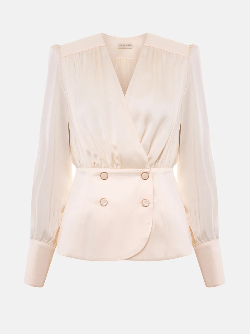 ليتشي بلوزة فضفاضة بحزام وأزرار كبيرة