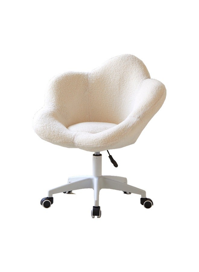 Tanwer Makeup Chair, Bedroom Dressing Stool, Household Petal Chair, Coffee Shop Decoration Chair, Nail Salon Chair, White - Image 1