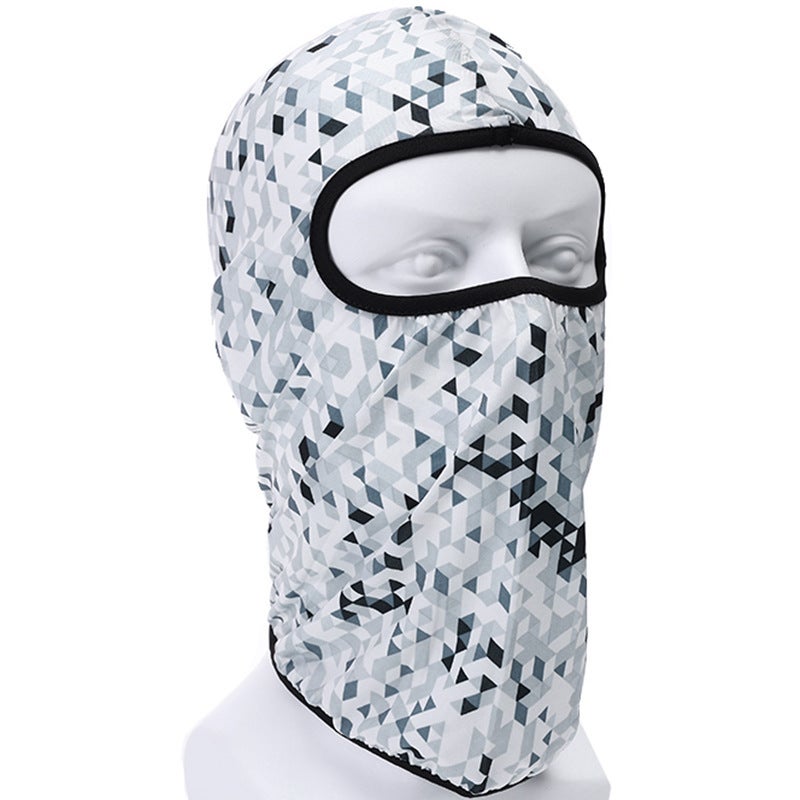Generic Summer riding mask Ice Silk headgear sunscreen dustproof full face neck protection headgear bicycle electric car inner liner Cap TT-MC-14 Check White