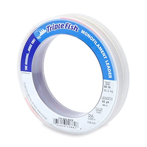 Triple Fish Monofilament Leader, 80 lb / 36.2 kg Test.035 in / 0.90 mm Dia, Camo, 50 yd / 46 m - Image 1