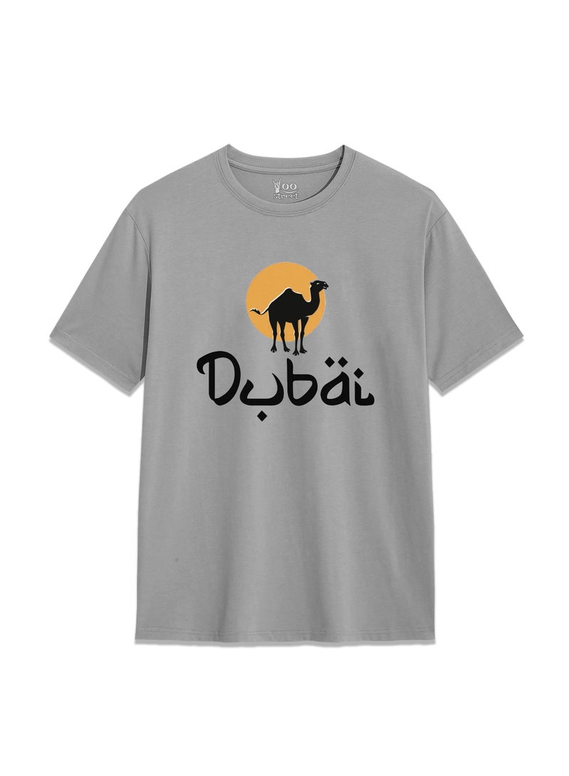 Yoo Street Dubai Camel Silhouette T Shirt Minimalist Desert Graphic with Skyline for Stylish Cultural Wear - Image 1