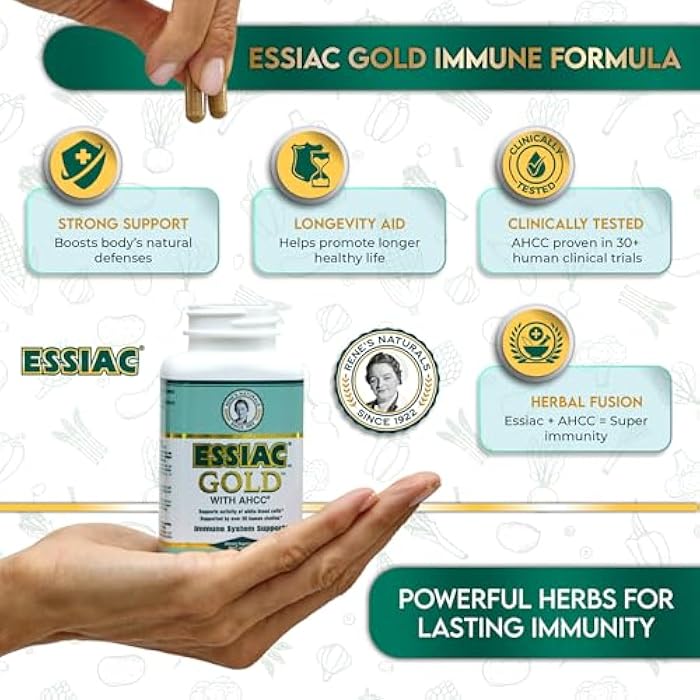 Essiac Gold® with AHCC® – Premium Immune System Booster – 60 Herbal Capsules - Image 4