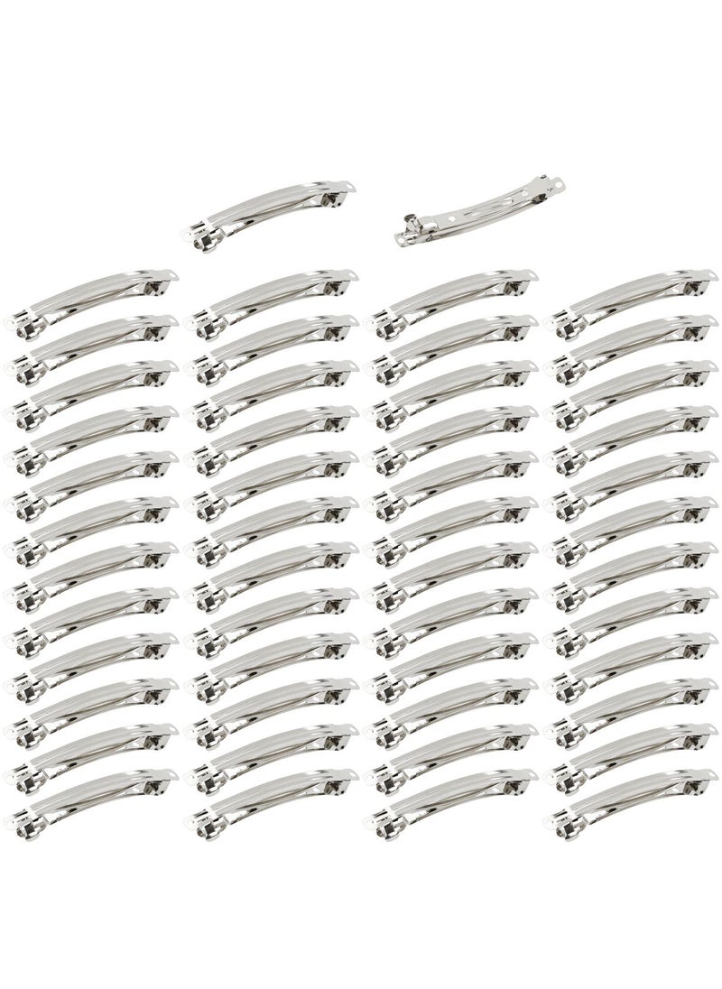 Cinaci Cinaci 50 Pack 2 Inch  24 Inch  3 Inch 4 Inch Blank Silver Metal DIY Craft French Barrettes Snap Hair Clips Pins for Women Girls Hair Accessories 2 Inch 