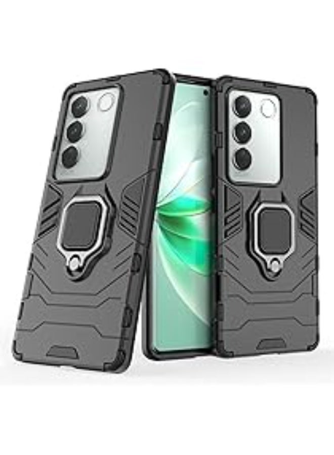 High Armor Case With Holder Ring For Vivo V27e - Black