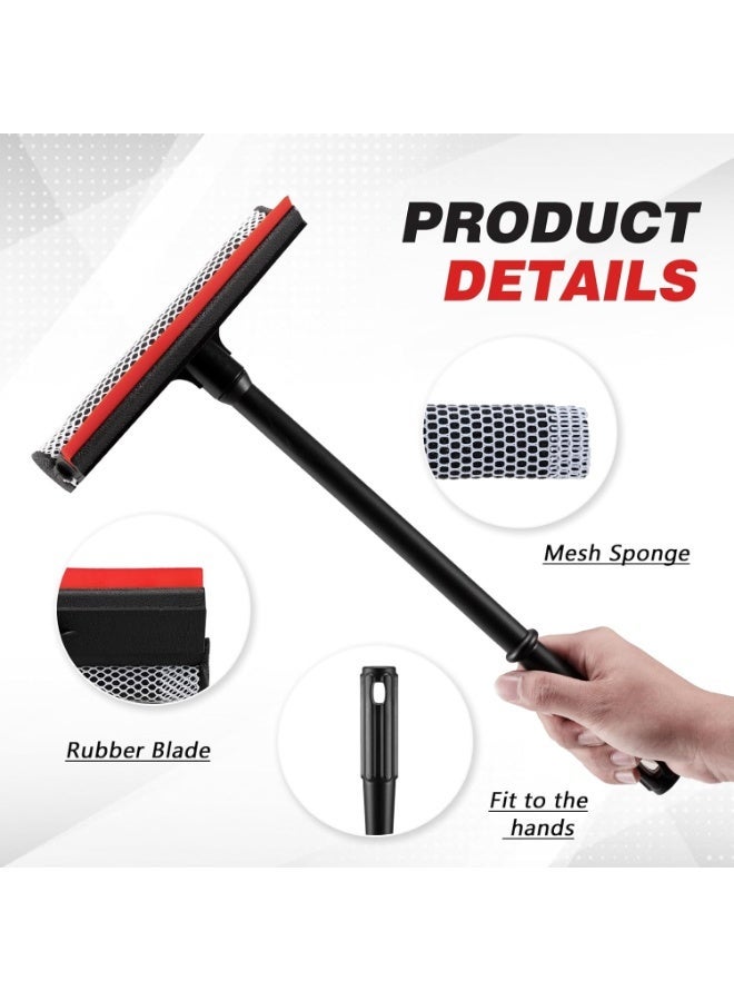 2-in-1 Window Squeegee with 17.5" Handle & 8" Rubber Blade | Absorbent Sponge, Car Windshield Use, Gas Station & Shower, Soft Rubber Blade, Long Reach Handle - Image 4