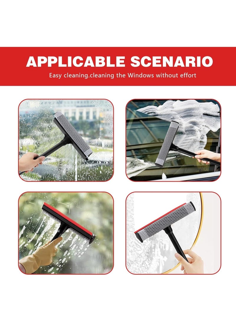 2-in-1 Window Squeegee with 17.5" Handle & 8" Rubber Blade | Absorbent Sponge, Car Windshield Use, Gas Station & Shower, Soft Rubber Blade, Long Reach Handle - Image 3
