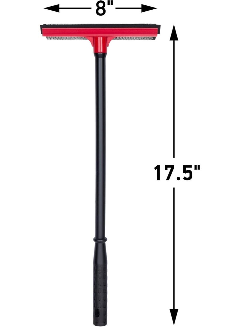2-in-1 Window Squeegee with 17.5" Handle & 8" Rubber Blade | Absorbent Sponge, Car Windshield Use, Gas Station & Shower, Soft Rubber Blade, Long Reach Handle - Image 2