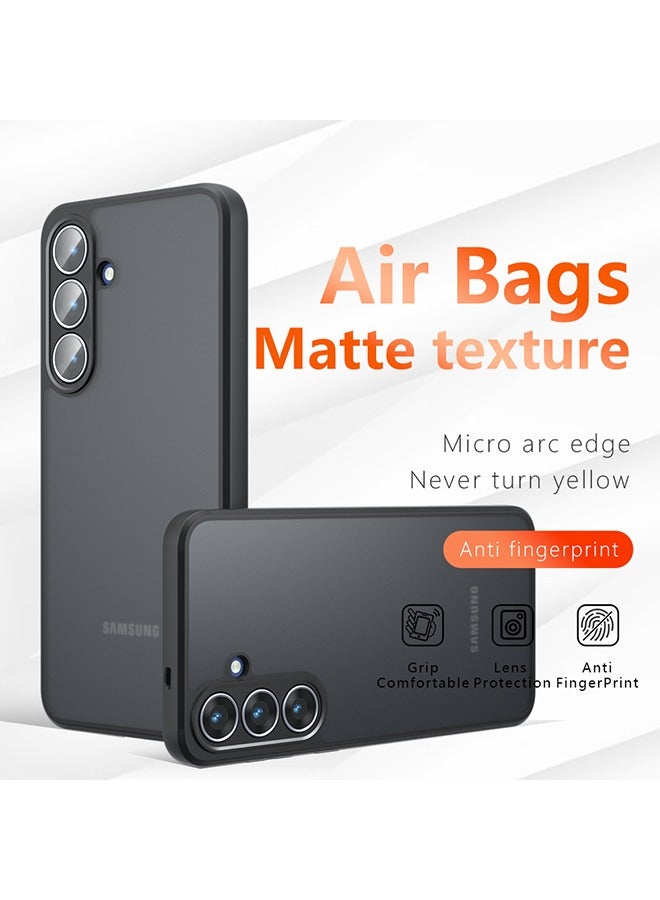 القضية لسامسونج غالاكسي S25 FE 5G, الجليد الشفاف الظهر حماية غطاء الهاتف النحيف, مكافحة بصمات الأصابع, مكافحة السقوط حماية, حالة مقاومة للصدمات لسامسونج غالاكسي S25 FE 5G (أسود) - Image 1