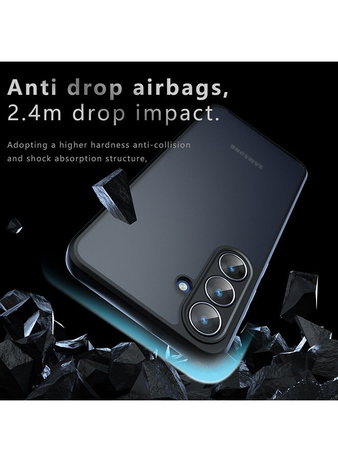 القضية لسامسونج غالاكسي S25 FE 5G, الجليد الشفاف الظهر حماية غطاء الهاتف النحيف, مكافحة بصمات الأصابع, مكافحة السقوط حماية, حالة مقاومة للصدمات لسامسونج غالاكسي S25 FE 5G (أسود) - Image 2