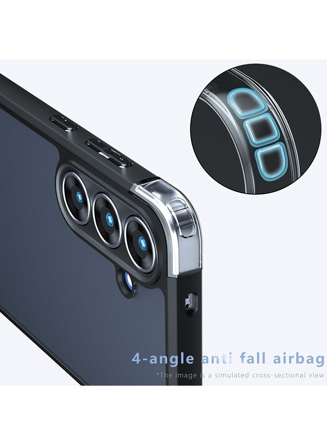 القضية لسامسونج غالاكسي S25 FE 5G, الجليد الشفاف الظهر حماية غطاء الهاتف النحيف, مكافحة بصمات الأصابع, مكافحة السقوط حماية, حالة مقاومة للصدمات لسامسونج غالاكسي S25 FE 5G (أسود) - Image 3