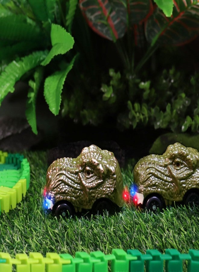 BEMITON Pack of 2 Dinosaur Car Toy - Birthday Gifts for 3 4 5 6 7 Year Old Boys Kids, Replacement Track Car with LED Light Up - Dino Accessories Compatible with Race Track Building Kits - Image 3