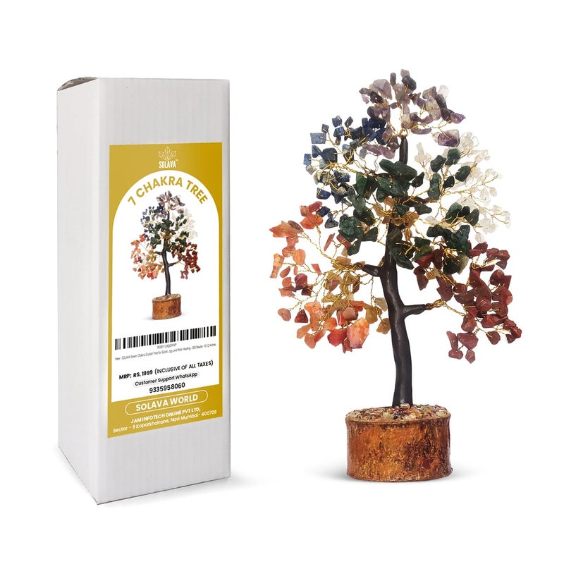 SOLAVA Seven Chakra Crystal Tree for Good Luck 7 Chakra Tree for Natural Healing Money Health Mental Peace Vastu Correction Positive Energy and Reiki Healing 300 Beads 1012 Inches - Image 2