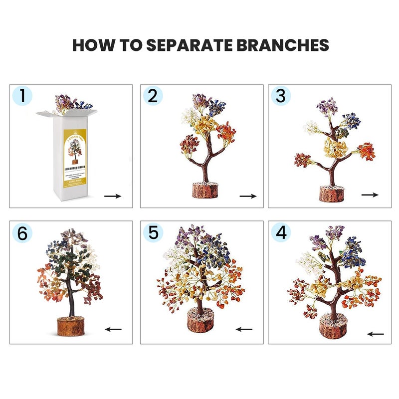 SOLAVA Seven Chakra Crystal Tree for Good Luck 7 Chakra Tree for Natural Healing Money Health Mental Peace Vastu Correction Positive Energy and Reiki Healing 300 Beads 1012 Inches - Image 5
