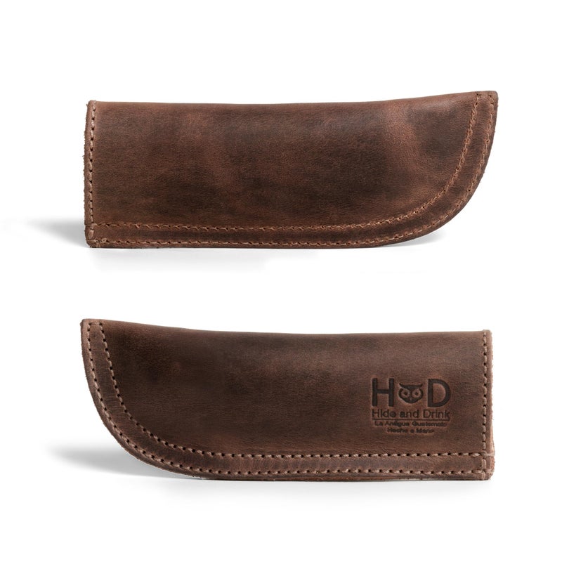 Hide & Drink, Full Grain Leather Hot Handle, Cast Iron Protector, Panhandle Potholder, Double Layered, Double Stitched, Slides On/Off Easily onto Metal Skillet Grips, Handmade, Bourbon Brown - Image 2