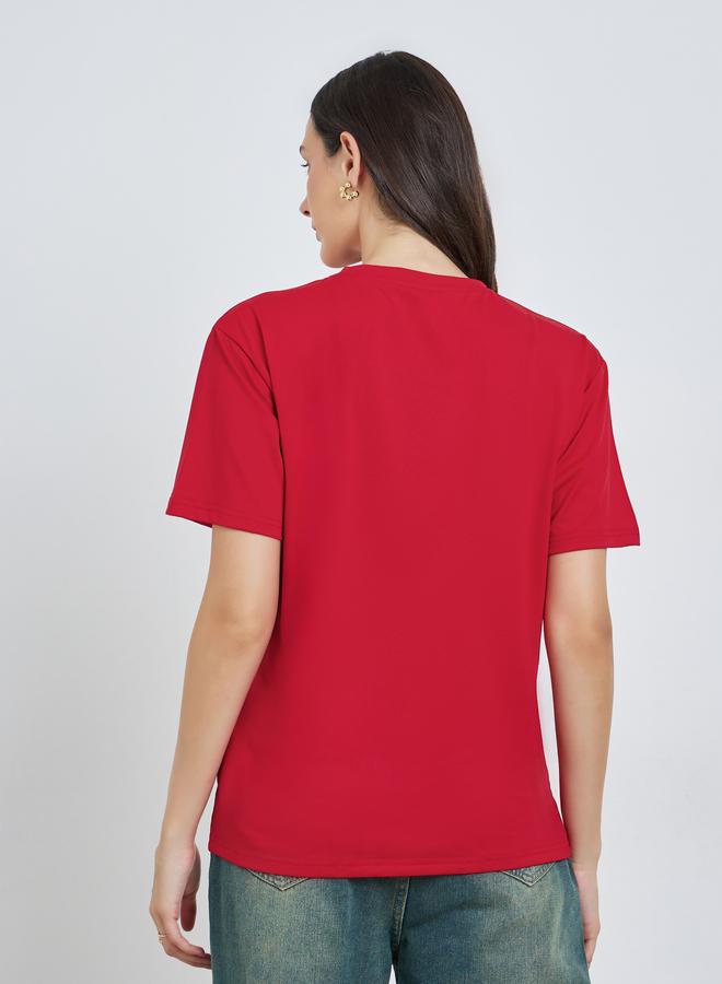 Take Two Red Slogan Print Regular Fit T-Shirt - Image 5