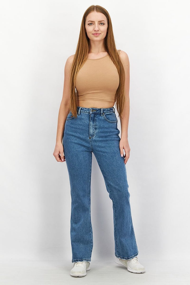 rvca Women Flare Fit Wash Non,Stretchable Denim Jeans, Blue - Image 2