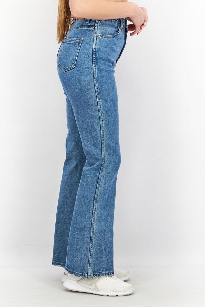 rvca Women Flare Fit Wash Non,Stretchable Denim Jeans, Blue - Image 2