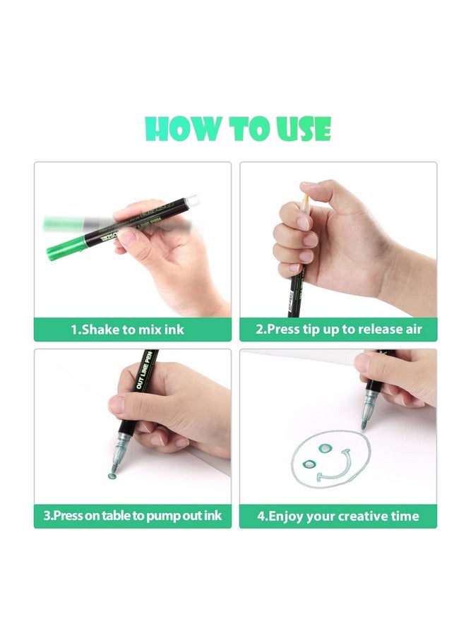 MAITING Shimmer Marker Set,Outline Pens Shimmer Markers Pens,Apply To Gift Card Writing Drawing Pens For Card Writing,Birthday Greeting Card,Painting,Diy Art Crafts,Christmas Gifts（12 Colors）  - Image 4