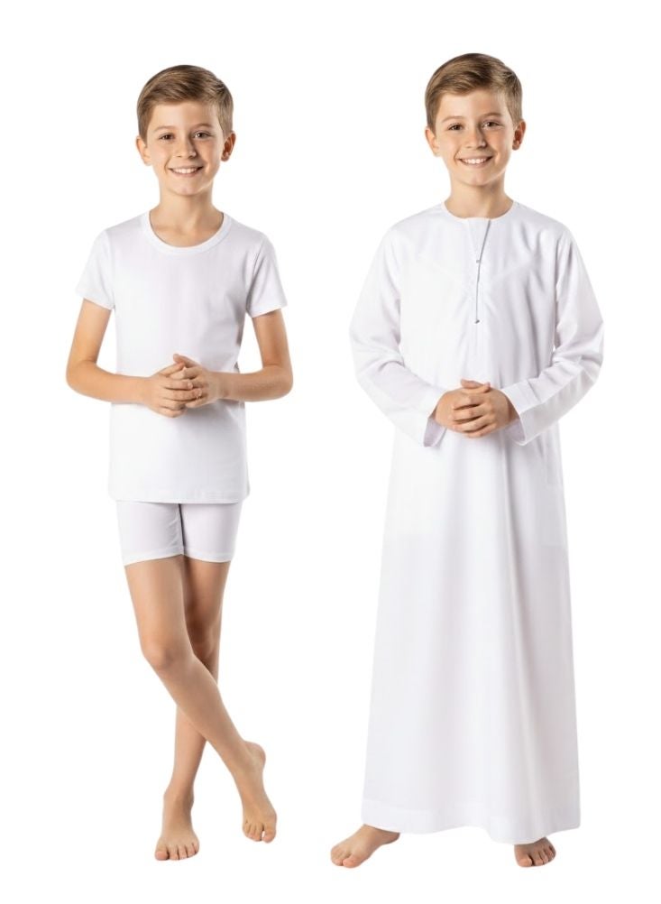 DROSH V Boys White Innerwear Pack of 3 – Cotton Half Sleeve Vest and Shorts Set for Kids - Image 4