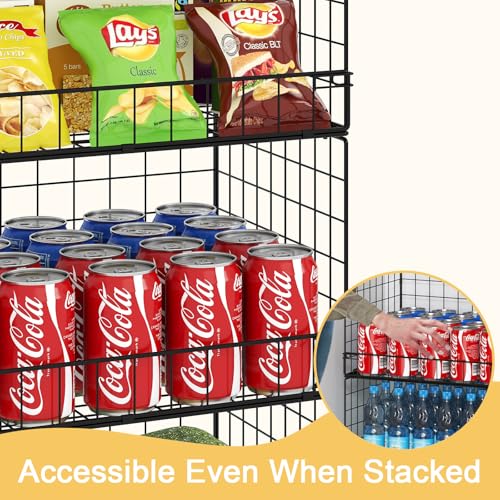 Huxitocan 4 Pack Stackable Wire Baskets for Pantry Organizers and Storage, Large Pantry Basket for Snack Organizer, Foldable Fruit and Vegetable Storage Bin Store Can Onion Potato for Kitchen Cabinet/Countertop - Image 3