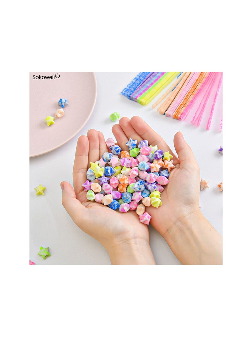 KASTWAVE شرائط ورقية مضيئة على شكل نجمة أوريغامي، تتوهج في الظلام، ورق يدوي الصنع مصنوع يدويًا من ورق نجمة أوريغامي لاكي، نمط على شكل قلب للأطفال لوازم حفلات الألعاب والأنشطة وتزيين الهدايا (210 ورقة) - Image 5