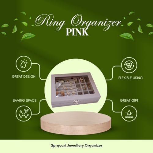 Sprqcart Jewelry Organizer Jewelry Box, Storage Case for Earrings, Rings, Necklaces, Pendants | Portable Travel Design with Mirror Multiple Compartments Soft Interior for Women Girls Teenagers (Pink) - Image 5