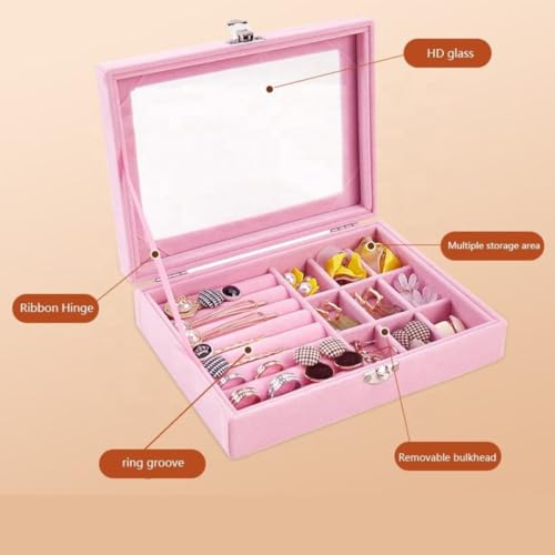 Sprqcart Jewelry Organizer Jewelry Box, Storage Case for Earrings, Rings, Necklaces, Pendants | Portable Travel Design with Mirror Multiple Compartments Soft Interior for Women Girls Teenagers (Pink) - Image 4