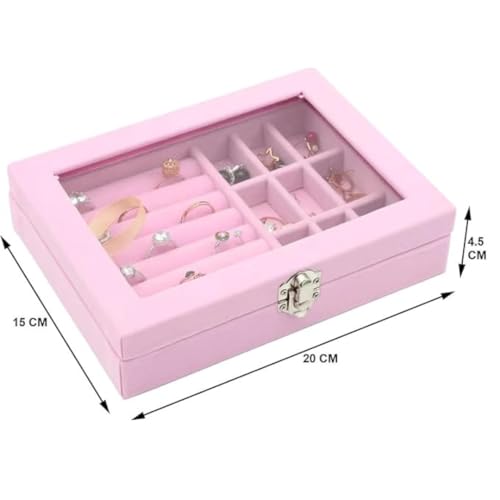 Sprqcart Jewelry Organizer Jewelry Box, Storage Case for Earrings, Rings, Necklaces, Pendants | Portable Travel Design with Mirror Multiple Compartments Soft Interior for Women Girls Teenagers (Pink) - Image 2