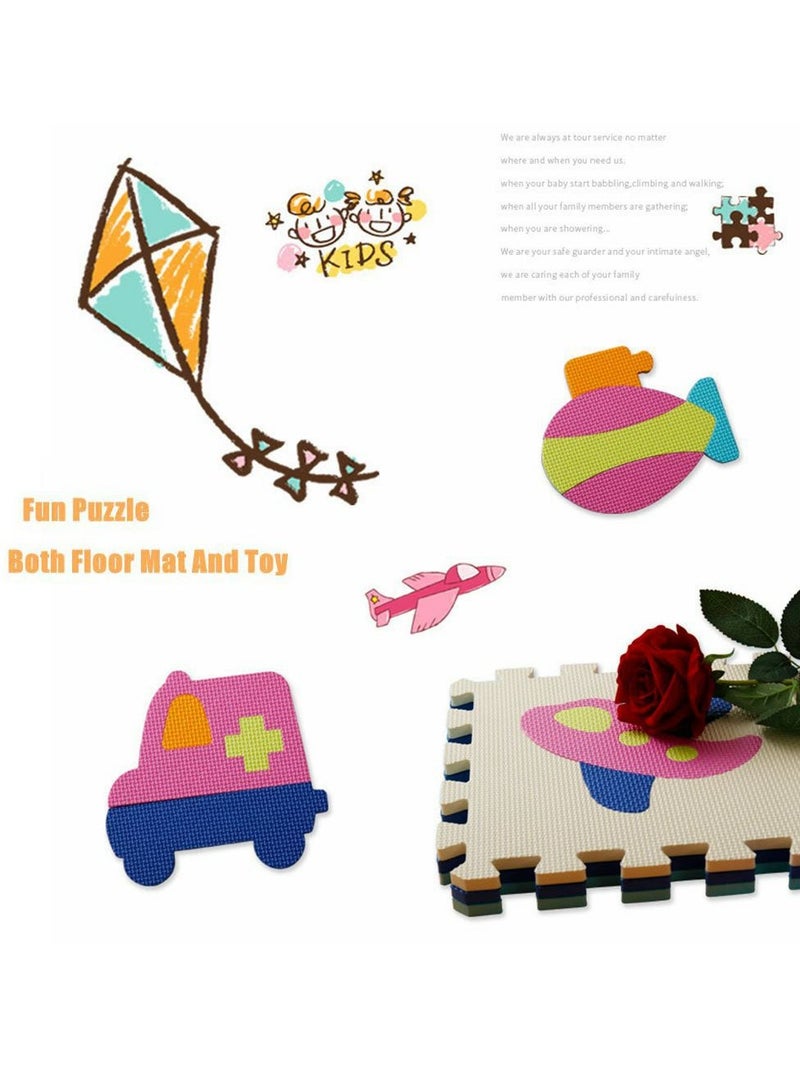 Cool Baby COOLBABY Fun Small Toys Baby Play Mat with Fence Baby Play Mat EVA Foam Puzzle Mat Set of 25 Waterproof Baby Crawl Mats for Home Playroom Perfect Toddler Playroom Crawling Play Mats - Image 4