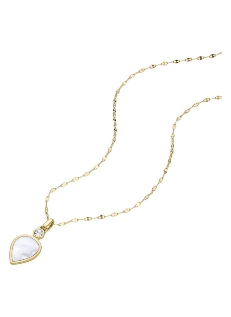 FOSSIL - Necklace for Women, Length: 420mm+50mm, Width: 18.6mm, Height: 9.8mm Gold Mother of Pearl, Stainless Steel Necklace, JF04248710 - Image 1