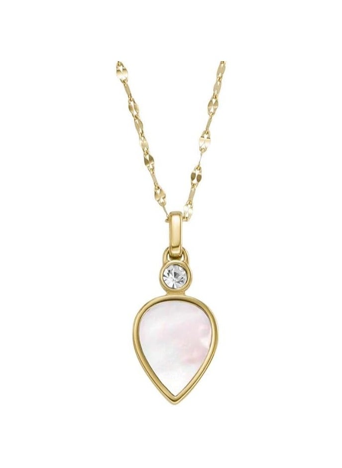 FOSSIL - Necklace for Women, Length: 420mm+50mm, Width: 18.6mm, Height: 9.8mm Gold Mother of Pearl, Stainless Steel Necklace, JF04248710 - Image 1