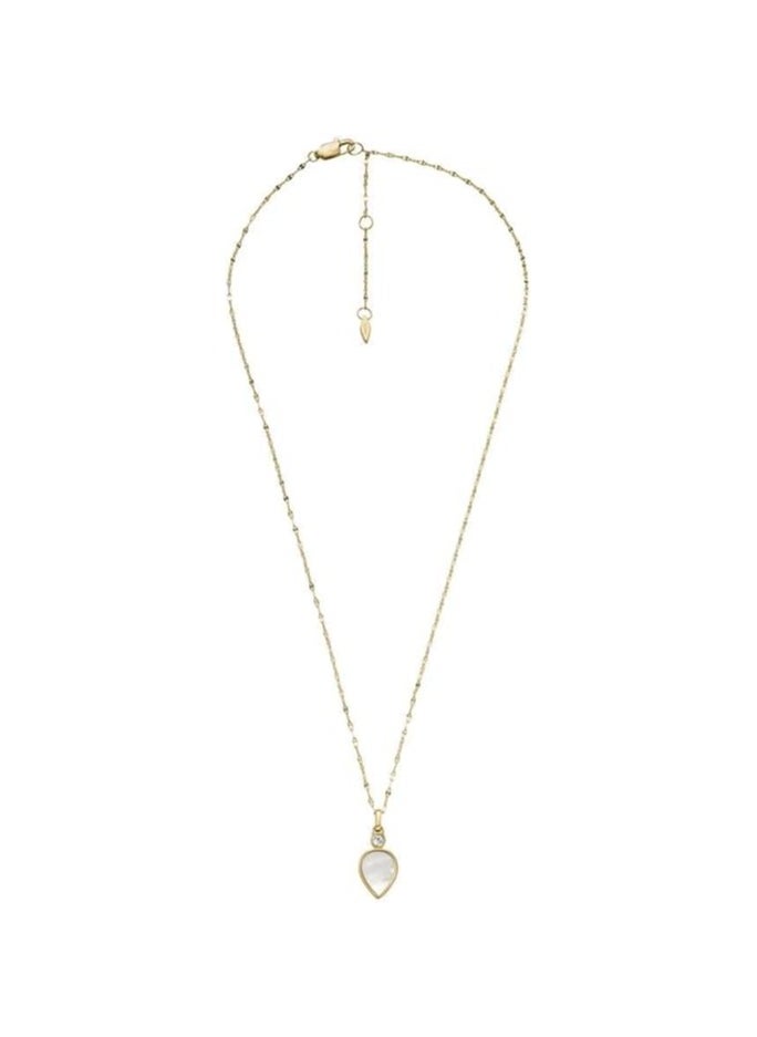 FOSSIL - Necklace for Women, Length: 420mm+50mm, Width: 18.6mm, Height: 9.8mm Gold Mother of Pearl, Stainless Steel Necklace, JF04248710 - Image 1