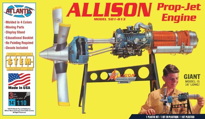 Atlantis TOY & HOBBY Plastic Model Kit-Allision Prop Jet 501-D13 Engine, Multicolor - Image 1
