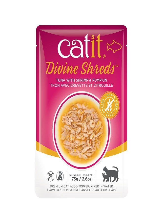 Catit Divine Shreds Premium Cat Food Topper, Tuna with Shrimp & Pumpkin - Image 1
