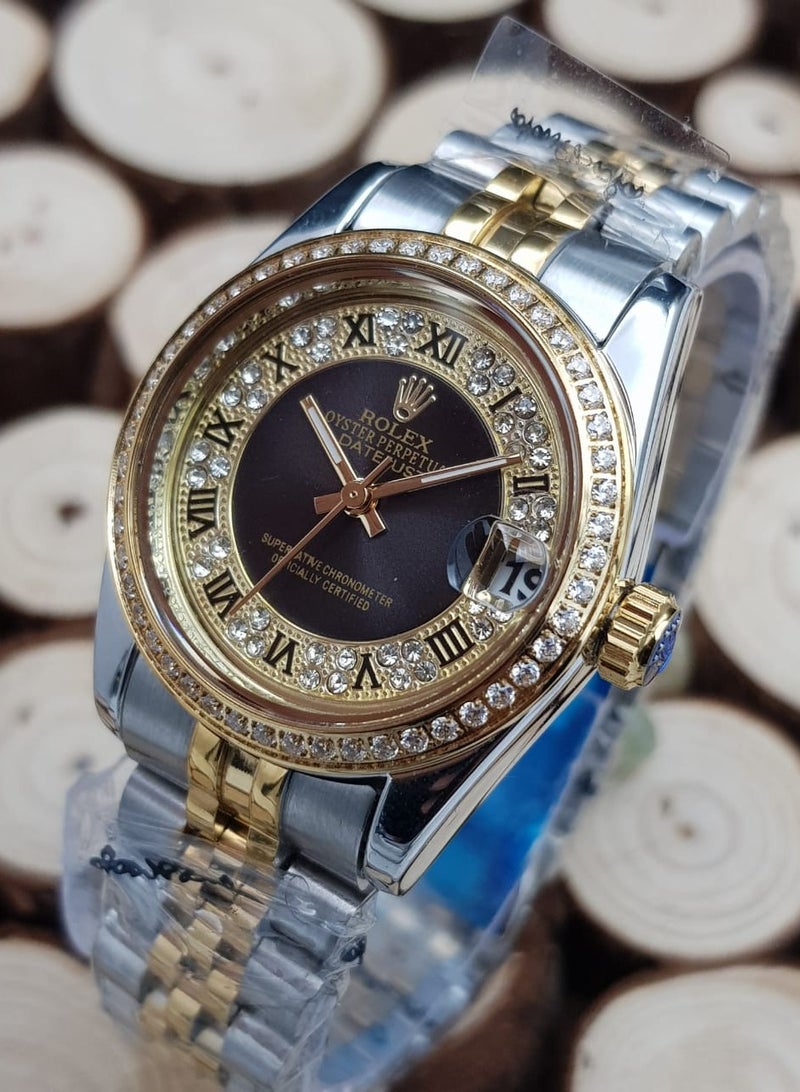 Rolex Luxury women's watch with black dial