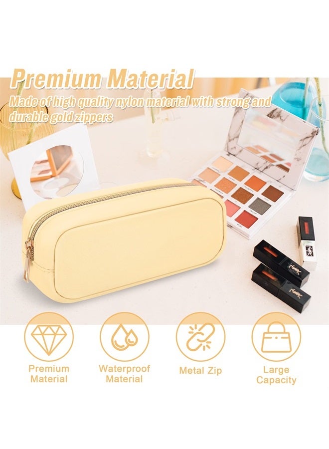 Iqimott Hot Pink Makeup Bag Nylon Small Makeup Bag, Preppy Slim Cosmetic Bag Compact Makeup Brush Pouch Toiletry Bag, Waterproof Zipper Purse Travel Coin Pouch Storage Bag for Women Girls Teens - Image 2