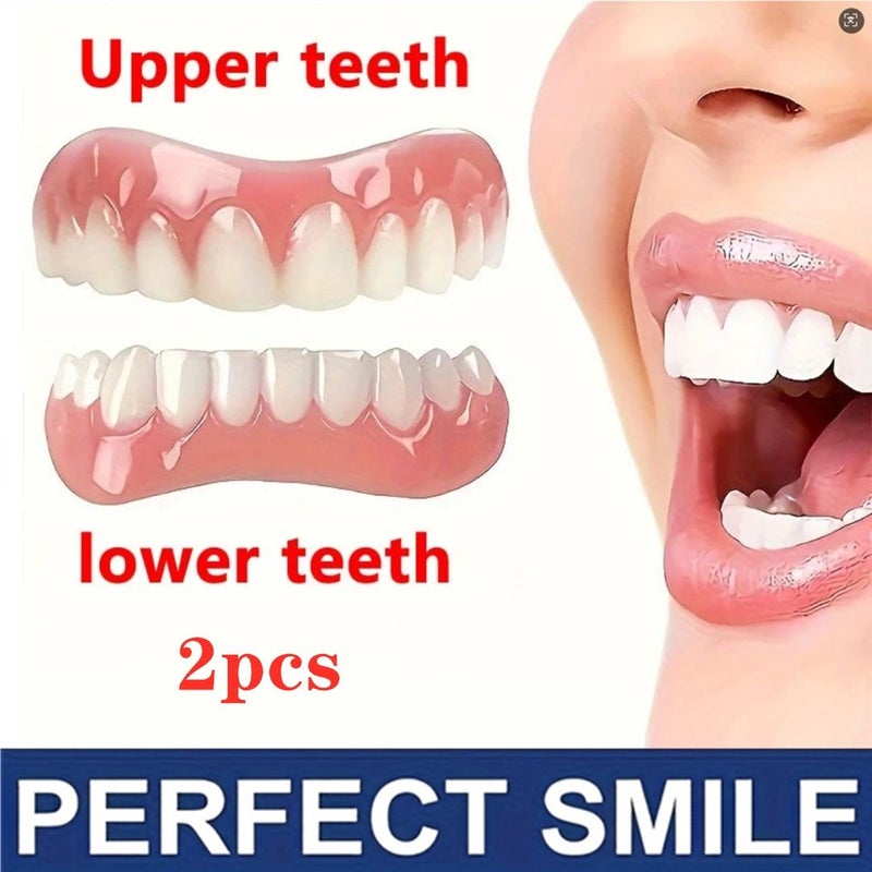 8pcs Elegant Natural Color Temporary Veneers Set With Snap On Easy Clean Design Perfect Smile Gift - Image 2