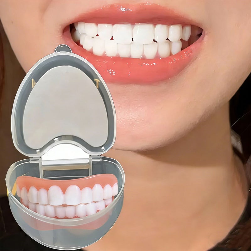 8pcs Elegant Natural Color Temporary Veneers Set With Snap On Easy Clean Design Perfect Smile Gift - Image 1