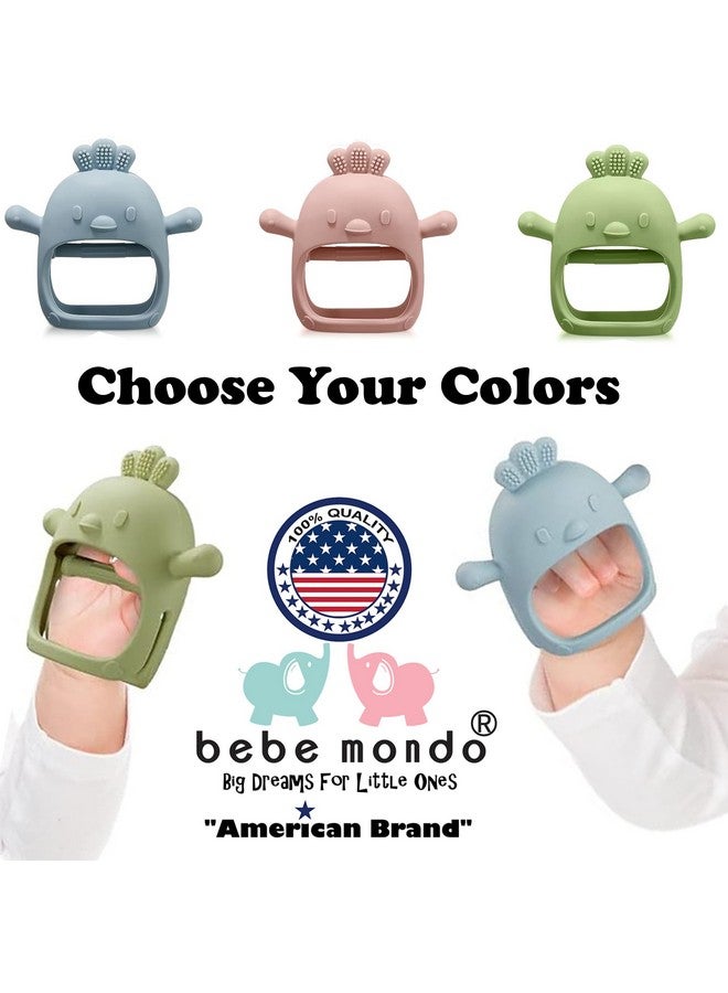 Bebe Mondo Infant Toys 0-6, Teething Toys 3-6 6-12 Months, Anti Drop Hand Teethers Baby Chew Toys for Teething Relief, Silicone Teether Pacifier Teething Mitten Newborn Toy 0 3 for Sucking Needs,BPA Free-Blue - Image 1