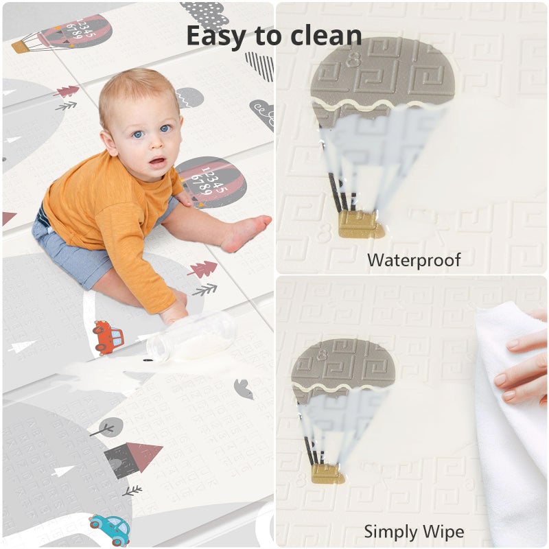 UANLAUO Baby Play Mat 79"x 71" Large Mat for Floor, Reversible Floor Mat Foam Thick & Waterproof, Foldable Playmats for Babies and Toddlers, Anti-Slip for Baby Crawling, Non-Toxic Tummy Time(Bear) - Image 3