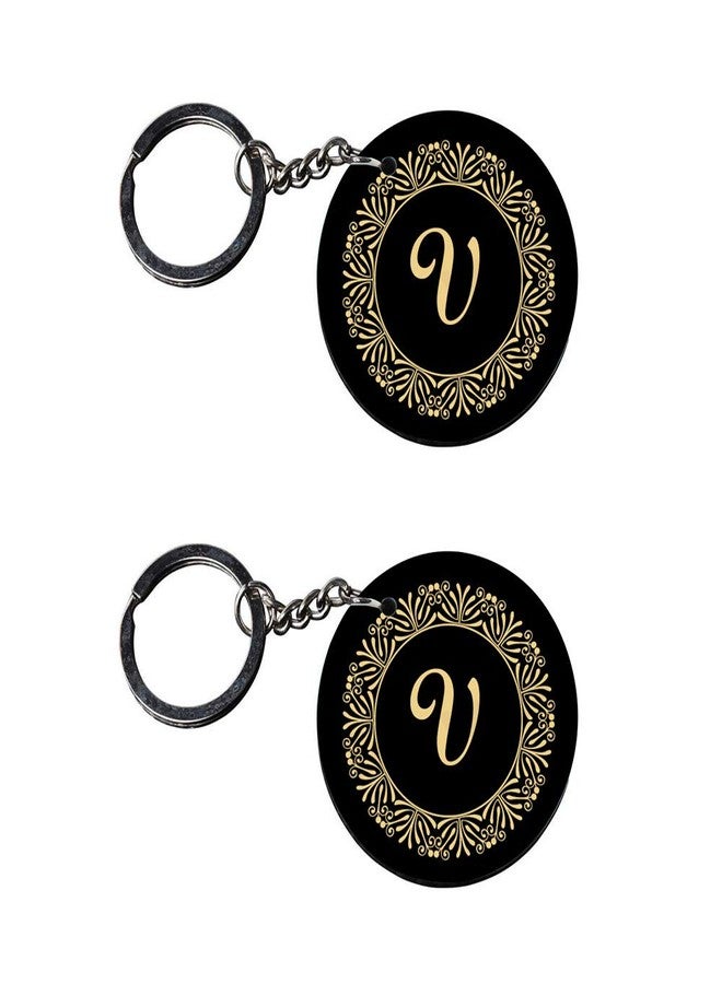 Tinywalk Set of 2 | Circle Shape Printed Wooden Keychains V | Circle Shape keyrings | Circle Shape Keychains| Printed keyrings - Image 1
