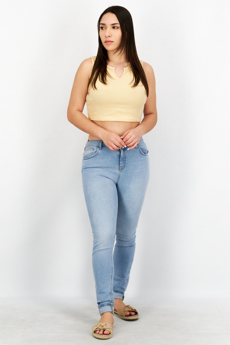 NA-KD Women Regular Fit Wash Stretchable Denim Jeans, Light Blue - Image 2