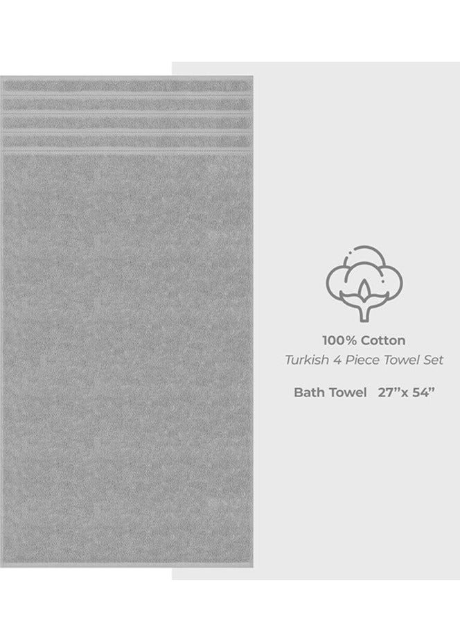 Safi Plus Premium Bath Towels Set Pack of 4-100% Combed Cotton Towels - 70x140 cm - Soft Feel, Quick Dry, Highly Absorbent Bathroom Cotton Towels, Light Grey - Image 2
